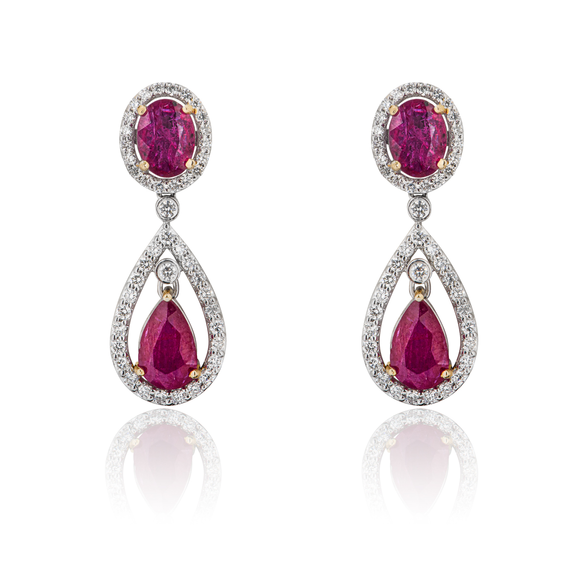 White Gold Ruby and Diamond Earrings 7.67ct